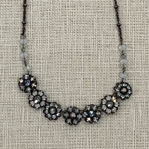 Antiqued Silver and Swarovski Crystal Liz Palacios Signed Necklace